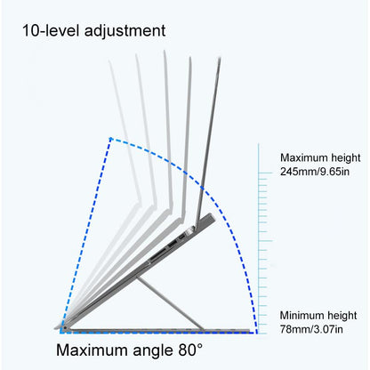 Aluminum Laptop Stand for Desk, Foldable Ventilated Cooling Notebook Stand, Adjustable Portable Laptop Holder, Compatible with 11" - 17.3" MacBook Pro Air, HP and Other laptops（Silver）