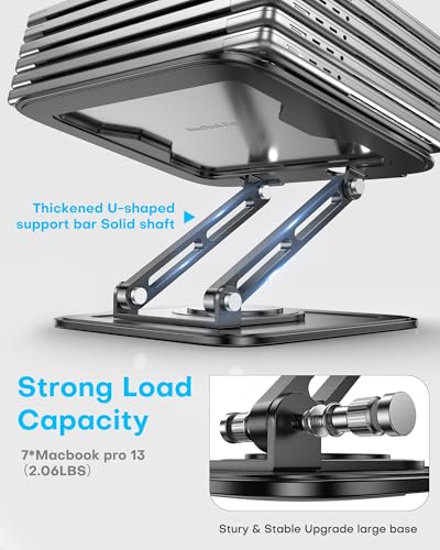 LOXP Adjustable Laptop Stand, Computer Stand with 360 Rotating Base | Ergonomic Laptop Riser Mount for Desk Foldable Protable Computer Desk Fits with MacBook Pro Air - color: Classic Black