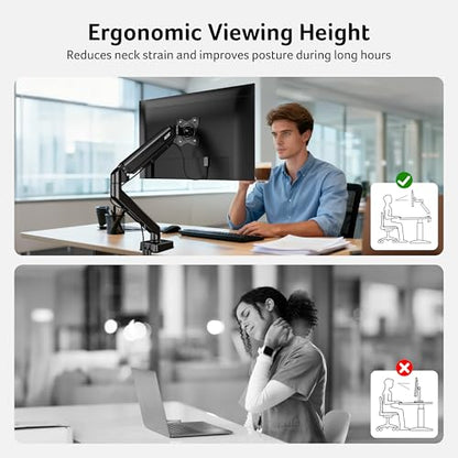 Acer Single Monitor Mount, Fully Adjustable Monitor Arm Fits 17-34" Screens | Gas Spring VESA Mount with C-Clamp & Grommet Base, Computer Desk Arm with Tilt Swivel Rotate Supports 4.4-19.8 lbs