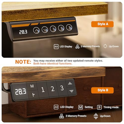 Claiks Electric Height Adjustable Standing Desk, 48x24 Inch, Rustic Brown | Smooth Height Adjustment, 4 Memory Presets, Cable Management Hub&Hook, Stable Steel Frame, 176lbs Capacity, Easy Assembly - color: Rustic Brown, size: 48