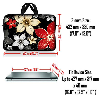 LSS 10.2 inch Laptop Sleeve Bag Compatible with Acer, Asus, Dell, HP, Sony, and More | Carrying Case Pouch w/Handle, Black Gray Red Flower Leaves - color: Black Gray Red Flower Leaves, size: 8 in -10.2 in
