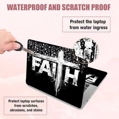 PLIGREAT 15 Inches Laptop Decal Sticker Skin Cover, Cross Faith Art Design Laptop Sticker Decals Fits 12" to 15" Laptops Universal Waterproof Removable, Black White - color: Black White