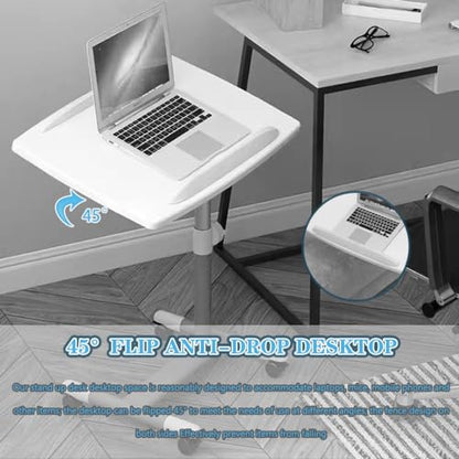 Laptop Table, Height Adjustment Workstation, Training Institution Sit Stand Standing Desk, 45° Flip Desktop Standing Desk, Mobile Sofa Side Table(Black) - color: Black