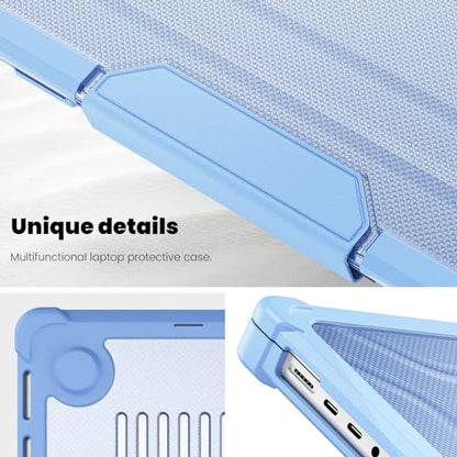 Batianda Heavy Duty Case for New MacBook Pro 16 inch 2026 M5 2024 M4 M3 M2 M1 Pro Max Chip - Starry Dot-Matrix Cover with PU Leather Spine & Foldable Stand - Full Protection Anti-Collision, Blue - color: Blue