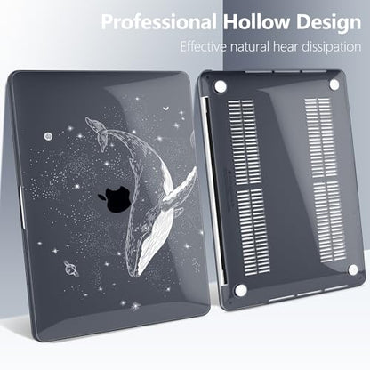 Batianda AstroGrid Case for MacBook Pro 13 inch 2020 2022, Cosmic Whale | Fits Model A2338 M2 M1 A2251 A2289,1.2mm Slim Lightweight Hard Shell Cover, Scratch Resistant,4-in-1 Accessories Bundle - color: Cosmic Whale