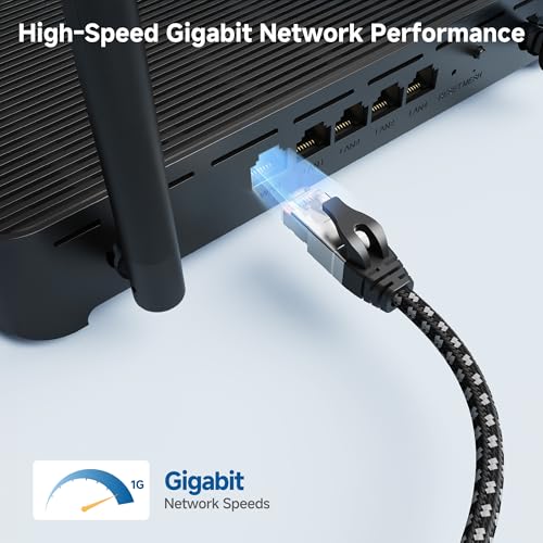 Cable Matters Plug & Play Braided USB C to Ethernet Cable, 10ft | Gigabit Ethernet, Thunderbolt 4/5 Compatible, Works with MacBook, iPad Pro, XPS, and Surface Pro - size: 10 Feet