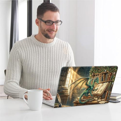 Universal Laptop Skin, DIY Cut-to-Fit Vinyl Cover Compatible with HP, Dell, Lenovo, Mac (13.3" to 15.6"), Anti-Scratch, No Residue & Bubble-Free Protective Decal Sticker, Dragon Reading Book - color: Dragon Reading Book