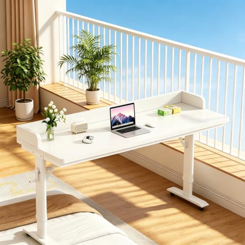 Overbed Table Adjustable Height，Overbed Table with 360° Wheels, Rolling Over The Bed Desk,Over Bed Desk with Wheels Queen, for Bedroom, Living Room, Hospital Use (White, 70.8in/180cm) - color: White, size: 70.8in/180cm