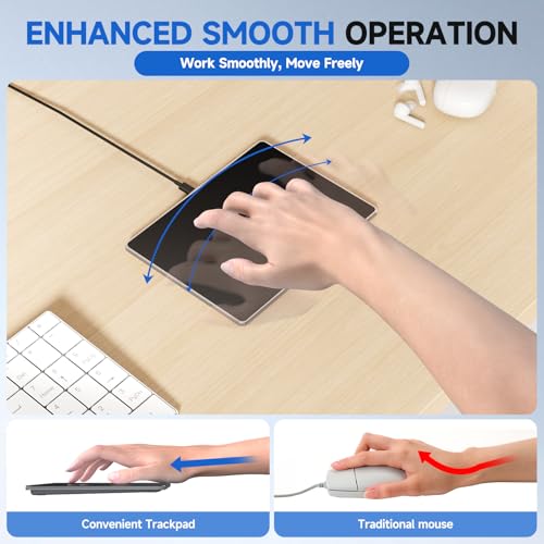 Wired Trackpad for Windows 10/11 – High-Precision Multi-Touch Portable Touchpad Mouse with Multi-Gesture, Ultra-Slim Aluminum Design, Compatibility for PC, Laptop, and Desktop Computers - color: Black