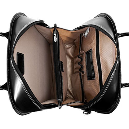 McKlein LA GRANGE, 15" Leather Detachable -Wheeled Ladies' Laptop/Computer & Tablet Business Briefcase Bag/Women's Rolling Overnight Travel Bag, Removable trolley case - color: Black, size: 14.4"x8.75"x18.5"