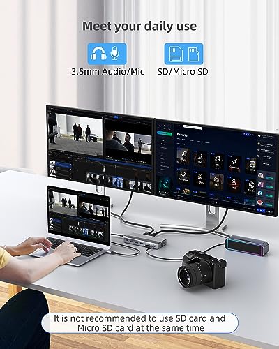 Laptop USB c Docking Station 4 Monitors,lsikmc 13-in-1 usbc Hub with Dual HDMI 4k,DP 4k, VGA, 100W PD, Gigabit Ethernet,3*USB 3.0/USB-c,SD/TF Card Reader,3.5Audio, Computer Dock for Dell/HP/Lenovo - style: 13 Ports 2 HDMI + 1 DisplayPort + 1 VGA