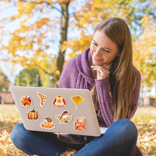 XZENTIRA 101 PCS Fall Stickers, Cute Autumn Thanksgiving Style Stickers for Laptop Scrapbooking Water Bottles Envelopes, Harvest Party Favorites, Pumpkin Maple Leaf Sticker Decals for Kids Teens Adult - style: Fall