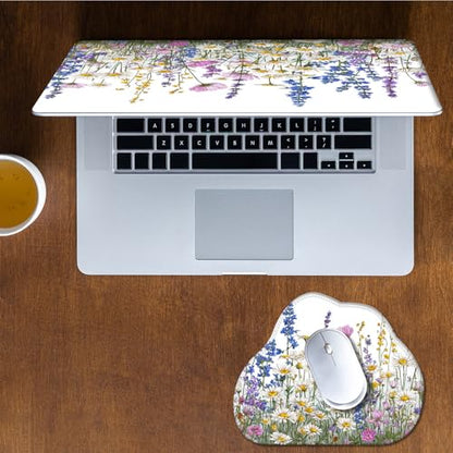 Laptop Skin Sticker Decal 15-15.6 Inch with Cute Mouse Pad, Universal Reusable Vinyl Sticker for 12.1 13 13.3 14 15.4 Inch Netbook and Notebook PC, Boho Floral - color: Boho Floral