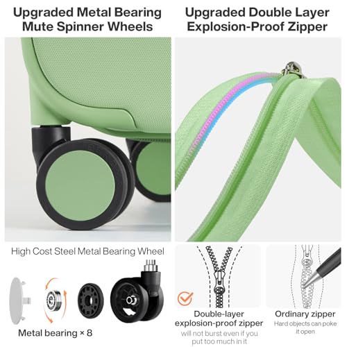 mixi Upgrade Luggage Suitcases with Spinner Wheels, Large Hardside Rolling Suitcase PC with TSA Lock Travel Case 26in Checked in, Fine Grid Avocado Green - color: Fine Grid Avocado Green, size: 26in Checked in