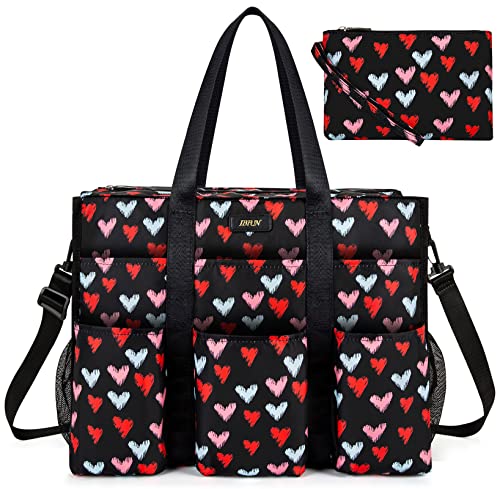 IBFUN Women - Utility Tote Bag with 24 Pockets and Laptop Compartment, Work Tote for Women - color: C2-l-sweet Heart, size: Large