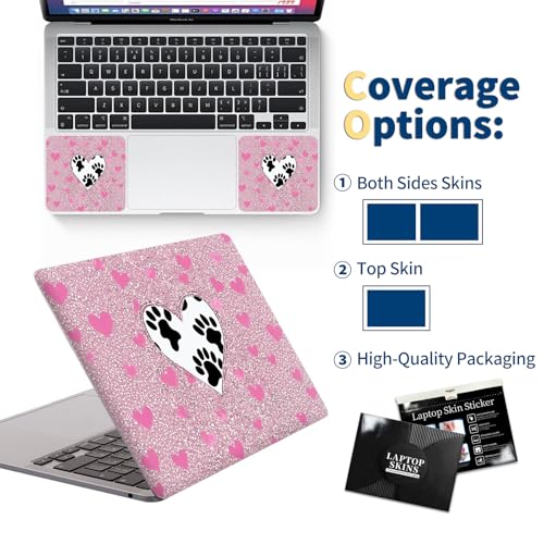 Universal Laptop Skin for 13-16 Inch Laptops,Vinyl Protective Sticker Decal,Easy DIY Trim-to-Fit for HP/Dell/MacBook,Bubble-Free & Removable,Pink Dog Paw - color: Pink Dog Paw