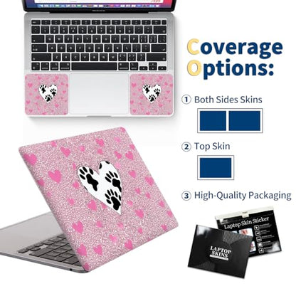 Universal Laptop Skin for 13-16 Inch Laptops,Vinyl Protective Sticker Decal,Easy DIY Trim-to-Fit for HP/Dell/MacBook,Bubble-Free & Removable,Pink Dog Paw - color: Pink Dog Paw