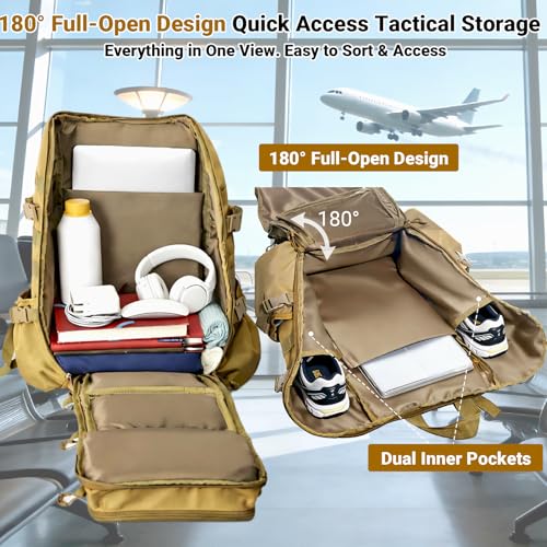 kokkoya 40L Tactical Backpack with Laptop Compartment Molle Slim Bag Men - color: Khaki