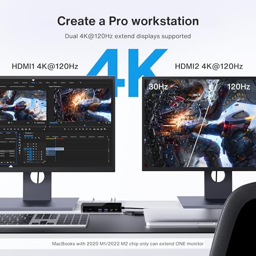 iVANKY 12-in-2 FusionDock 1 for M5 MacBook Pro Docking Station | Dual 4K@120Hz Monitor for M5/M4/M3/M2/M1 Pro/Max MacBook Neo,150W AC, SD/TF, USB, RJ45, 5Gbps (Incompatible with Windows) - color: Black