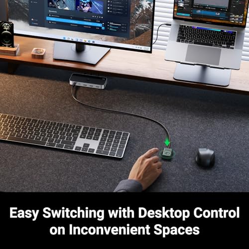 UGREEN USB 3.0 Switch 2 Computers Sharing USB C & A Devices, 4 Port USB Switcher Sharing Keyboard and Mouse, Printer/Scanner USB Switch Hub for Two Computers with 2 USB3.0 Cables and Remote - color: Silver