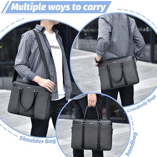 FSD. WG Business Bag Leather Messenger Bag Water Resistant Business Travel Briefcase Handbag Briefcase for Men - color: 91black