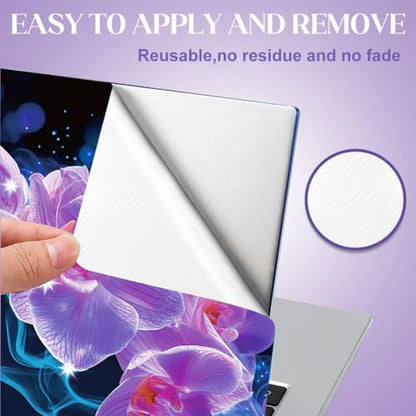 SUPERDANT Flashy Phalaenopsis Laptop Skin Sticker Decal Flower Universal Laptops Notebook Skin Sticker 12 13 13.3 14 15 15.4 15.6 Inches Vinyl Laptop Cover Stickers Removable Waterproof Black Purple