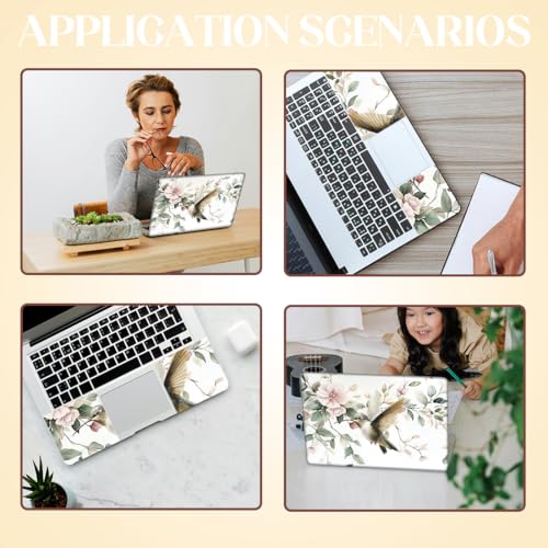 SUPERDANT Flowers Hummingbird Laptop Skin Decal Universal Laptops Skin Sticker Notebook Protector 12 13 13.3 14 15 15.4 15.6 Inches Vinyl Cover Removable Waterproof Personalized Art Decal White Green - color: White+green
