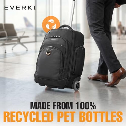 EVERKI Atlas Wheeled 2 Laptop Rolling Backpack for Men & Women, Grey - 30L | Polyester, Unisex Professional Design, Padded compartment, RFID, Roller, Business & Work, Travel-Friendly, Fits 13\"-17.3\" - size: Atlas Wheeled V2 - Grey - 30L