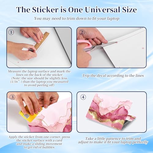 Universal Laptop Protective Skin,Trim-to-Fit Vinyl Sticker for 13–16 Inch Laptop,MacBook,Tablet & Notebook,Scratch-Proof Waterproof Cover,Pink Gold Marble - color: Pink Gold Marble