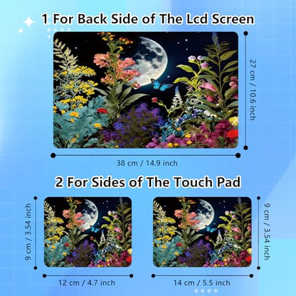 Universal Laptop Skin Sticker Decal for 11.6”12" 13" 13.3" 14" 15" 15.4" 15.6" Reusable Waterproof Scratch-Scratch Resistant Protective Vinyl Laptop Notebook Skin Stickers - Moon Flower Floral - color: Moon Flower Floral