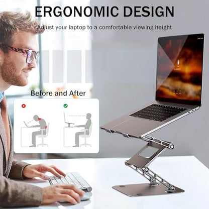 Laptop Riser,Ergonomic Laptop Stand,3-Tier Foldable Laptop Stand,Steel,Can Bear 4KG,Reading and Easy Carrying,for 10-17.3'' Inches Laptop