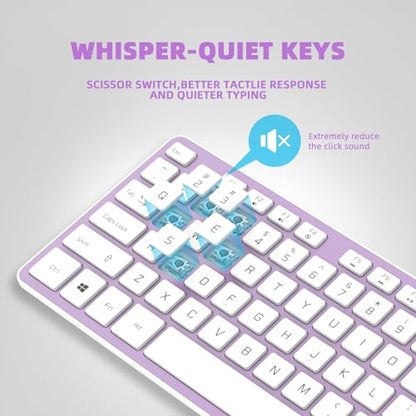 USB Wired Keyboard for Window,Comfortable Quiet Chocolate Keys, Durable Ultra-Slim Wired Computer Keyboard(QWERTY) for PC, Windows 11/10/8/7/XP/Vista KB1430 - color: purple
