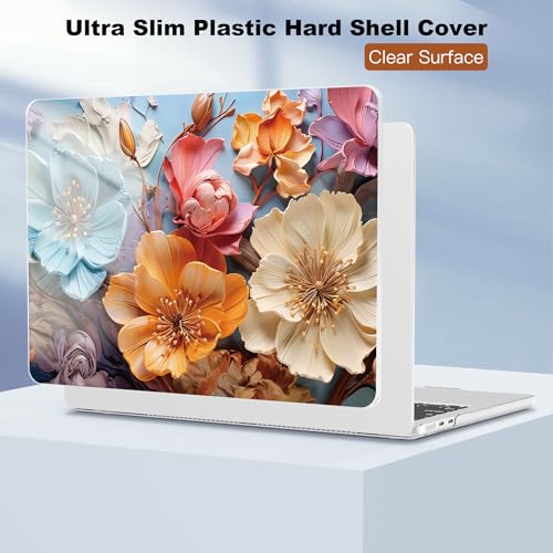 CISSOOK Compatible with MacBook Air 13.6 inch Case 2026 2025 2024 2023 2022 | A3449 A3240 A3113 A2681, 5in1 Set Hard Shell Case Keyboard Cover for MacBook Air 13.6 inch M2 M3 M4 M5, Flower - color: Air13.6inch-Silk Flowers