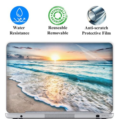 Custom Design Personalized Laptop Skin Sticker Cover Art Decal, Customize with Your Name or Text (13 Inch, Sunset Beach) - color: 3535, size: 13 Inch