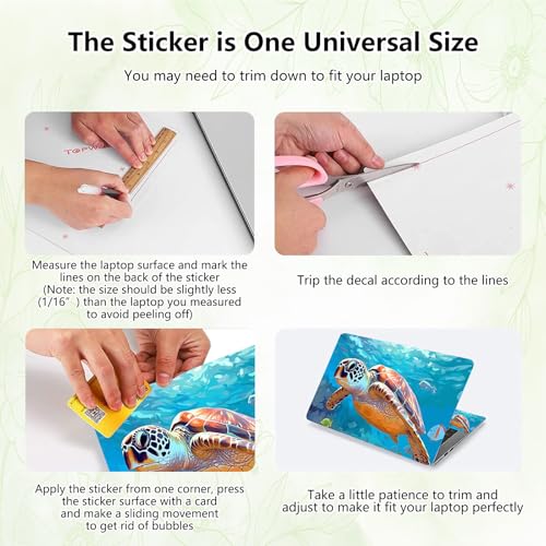 Laptop Skin Sticker Decal, Universal Reusable Vinyl Laptop Cover for 12" 13" 13.3" 14" 15" 15.4" 15.6" Notebook PC, Waterproof Scratch-Resistant with 2 Wrist Pads, Easy to Apply & Remove,Sea Turtle - color: Sea Turtle