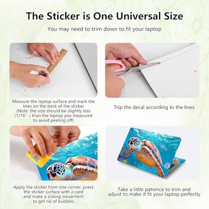Laptop Skin Sticker Decal, Universal Reusable Vinyl Laptop Cover for 12" 13" 13.3" 14" 15" 15.4" 15.6" Notebook PC, Waterproof Scratch-Resistant with 2 Wrist Pads, Easy to Apply & Remove,Sea Turtle - color: Sea Turtle