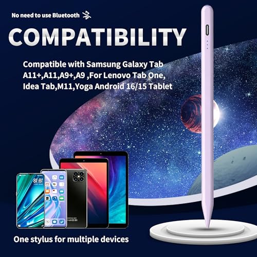 Stylus Pen Android for Samsung Galaxy Tab A11+/A11/A9/A9Plus/A8/A8plus/A7/A7lite Push-Button Switch, Accurate Writing, +2Nibs&Long Battery Life(NW Purple) - color: NW Purple