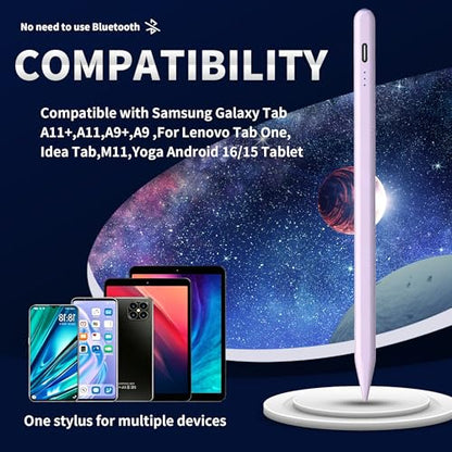 Stylus Pen Android for Samsung Galaxy Tab A11+/A11/A9/A9Plus/A8/A8plus/A7/A7lite Push-Button Switch, Accurate Writing, +2Nibs&Long Battery Life(NW Purple) - color: NW Purple