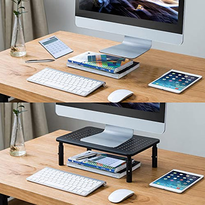 Bracwiser Monitor Stand Riser, Metal Computer Stand, 3 Height Adjustable Screen Riser with Mesh Platform for PS4, Laptop, Printer, Notebook and All Flat Screen, Holds Up to 20KG