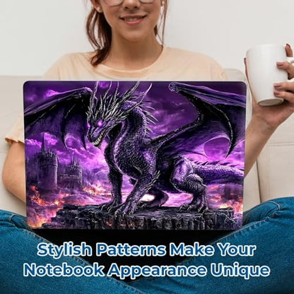 Reusable Universal Laptop Skin Sticker, Cut to Fit for 11.6–15.6 Inch Laptops, Waterproof Protective Film, No-Residue - Purple Dragon - color: Purple Dragon