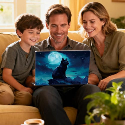 Universal Laptop Skin Sticker Decal for 11.6”12" 13" 13.3" 14" 15" 15.4" 15.6" Reusable Waterproof Scratch-Scratch Resistant Protective Vinyl Laptop Notebook Skin Stickers - Moon Cat - color: Moon Cat