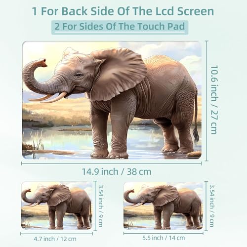 Universal Laptop Skin Decal, 3-Piece Vinyl Protector for 12 13 14 15.6" Notebook, Waterproof Anti-Scratch, Easy Trim & Bubble-Free Finish, Elephant Standing in Water - color: Elephant Standing in Water