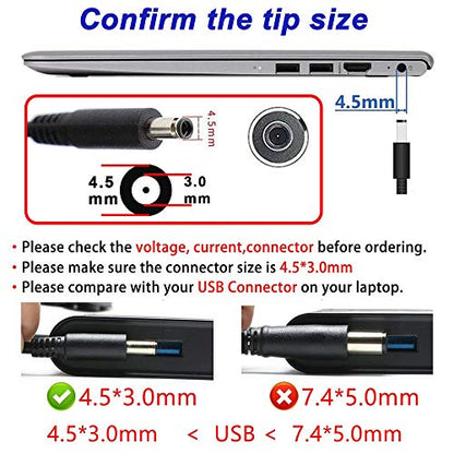 19.5V 2.31A 45W AC Adapter for Dell Inspiron P20T P25T P24T 5567,0CDF57 0KXTTW LA45NM140 LA45NM131 HK45NM140 HA45NM140 AA45NM131 LA45NM121 X9RG3 CDF57 D0KFY P47F P55F JHJX0 492-BBOF CC0DT - color: black2