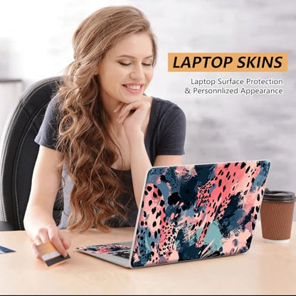 12.1”-15.6” Laptop Skin Sticker (Fits 13”, 13.3”, 14”, 15”, 15.4”) | Reusable Universal Protective Vinyl Art Decal Cover | Waterproof & Scratch-Resistant |Blue Pink Leopard Print Abstract - color: Blue Pink Leopard Print Abstract