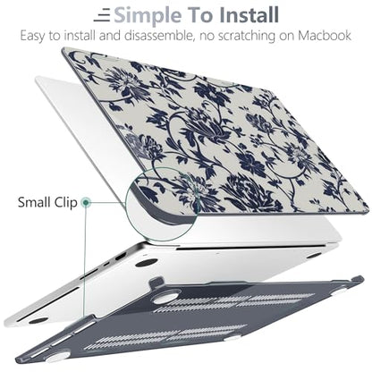 Batianda Case for New MacBook Pro 16 inch 2026 M5 2024 2023 2021 Release with M4 M3 M2 M1 Pro/Max Chip,Slim Lightweight Protective Shell Creative Pattern with Keyboard Cover Protector, Navy Flowers - color: Navy flowers