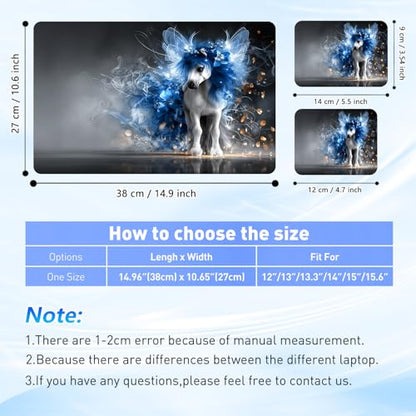 Universal Laptop Skin Sticker Decal with 2 Wrist Pad Skins, Waterproof Scratch Vinyl Cover for 11–15.6 Inch MacBook, HP, Dell, Lenovo, Cutable & Reusable,Blue Fire Fantasy Horse - color: Blue Fire Fantasy Horse