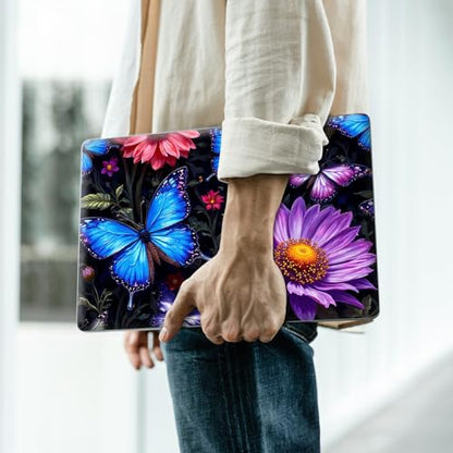 Reusable Universal Laptop Skin Sticker, Cut to Fit for 11.6–15.6 Inch Laptops, Waterproof Protective Film, No-Residue - Butterfly Flowers - color: Butterfly Flowers
