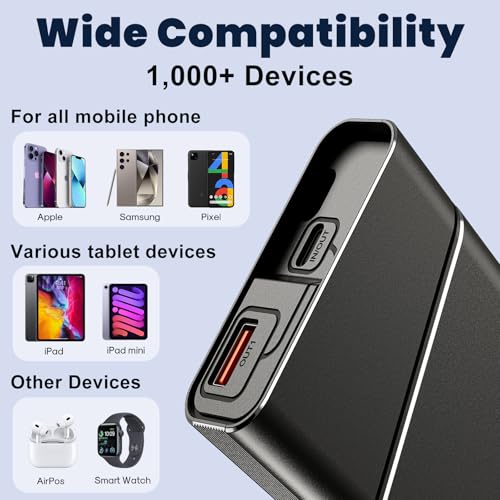 Portable Charger 20000mAh, 22.5W PD 3.0+QC 4.0 Super Fast Charging Power Bank, Cooler Aerospace Metal Case for iPhone 17 16 15 14, 13 Android iPad Samsung Google Tablet & More, Travel Essential - color: Black