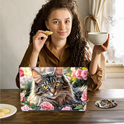 Laptop Skin Sticker Decal 15.6 Inch,12 13 13.3 14 15 15.6 in Laptop Netbook Skins for Notebook,Art Decal Removable Waterproof Scratch Resistant,Universal Vinyl Cover,Cute Cat Flower - color: Cute Cat Flower