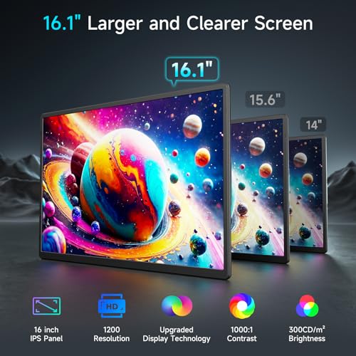 Laptop Screen Extender Portable Monitor, Dual 16.1" 1080P FHD Frameless Screen, Detachable Monitor Extender for Laptop, Fit for 13-17" Laptops, Compatiable with Windows/Mac/Chrome/Android (N2-16.1")